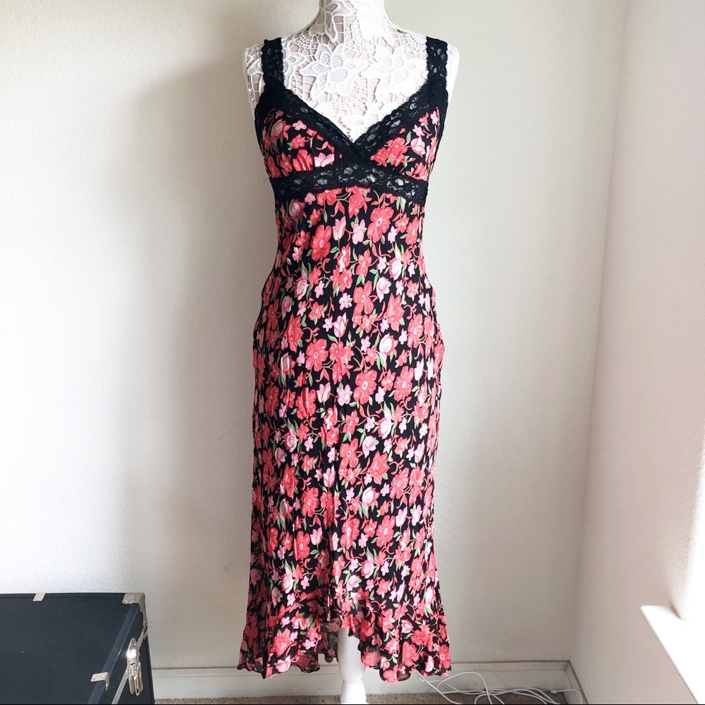 BETSY JOHNSON FLORAL SLIP DRESS